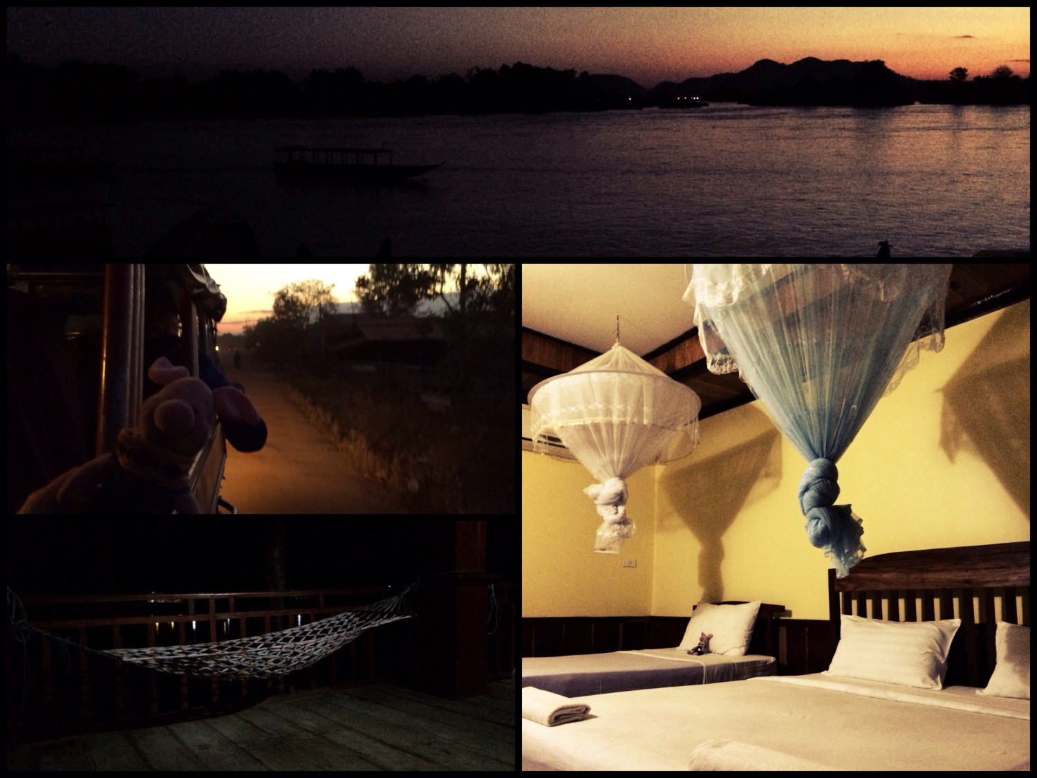 Nächtliche Ankunft auf der Insel Don Khon, Laos.