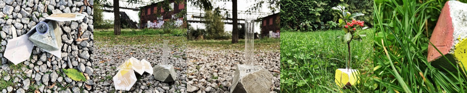 Herausgepellt und Anstrich verpasst: Reagenz-Glas-Vase in Beton.