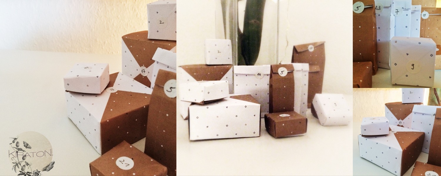 Geschenktütchen und -schachteln für den Adventskalender.