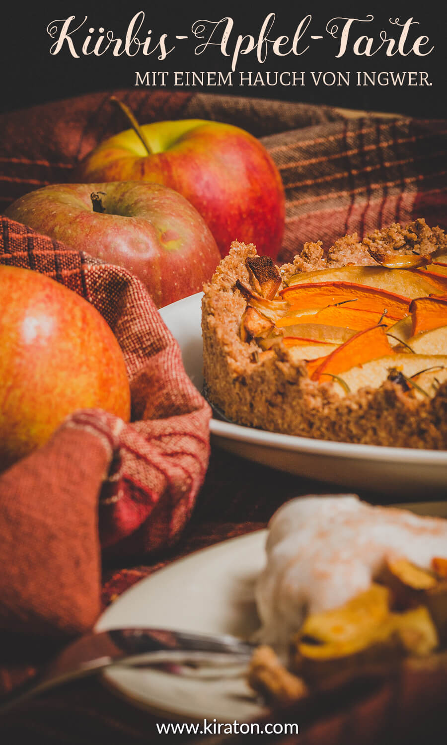Titelbild: Kürbis-Apfel-Tarte mit einem Hauch von Ingwer. Der Herbst kann kommen.