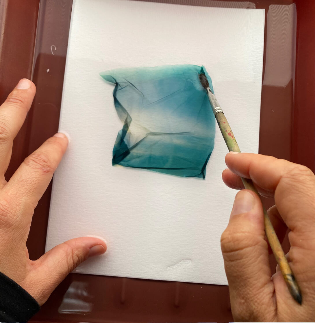 Arbeitsprozess eines Polaroid-Emulsionslifts