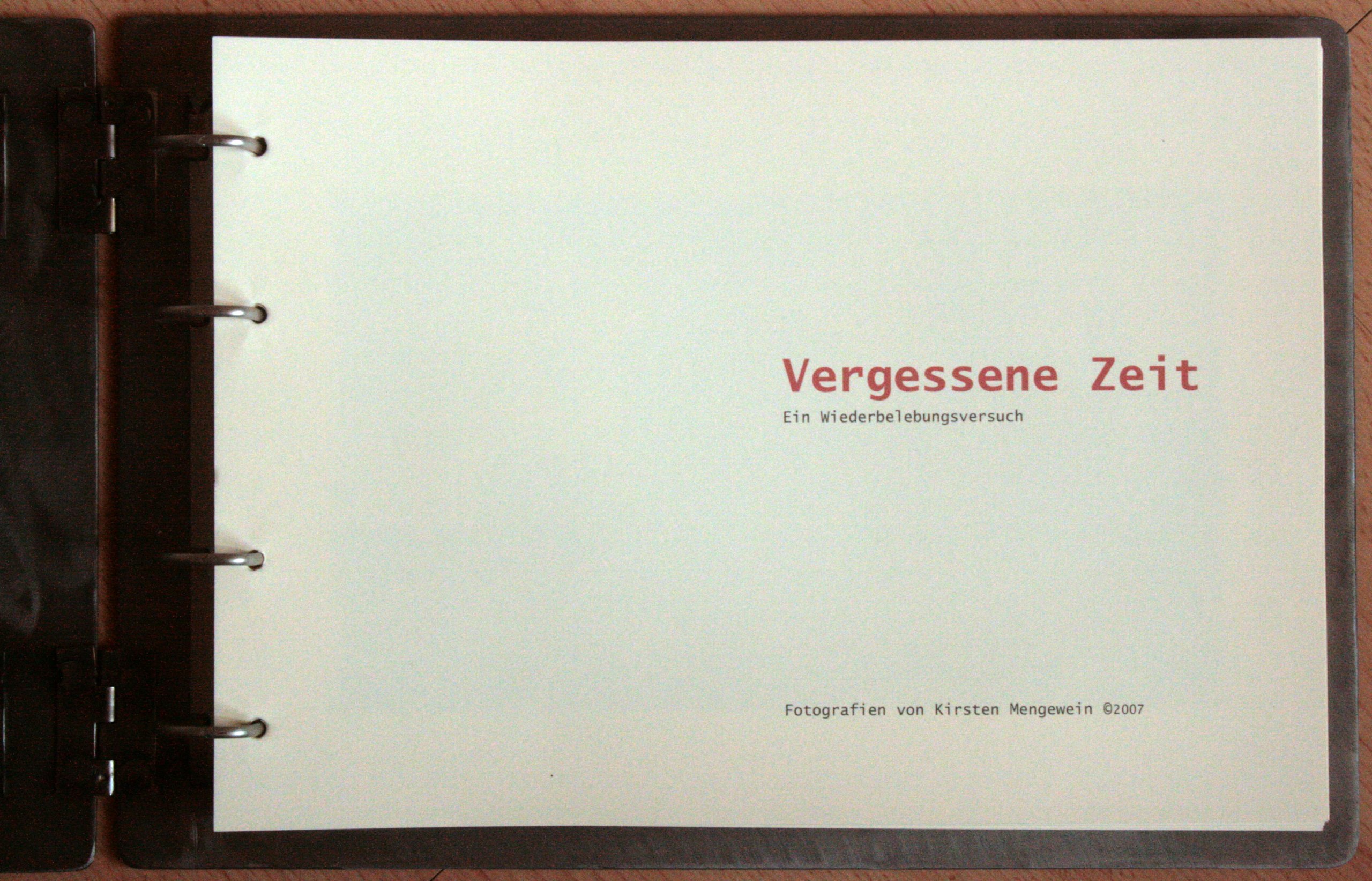 Vergessene Zeit. Ein Wiederbelebungsversuch (2007)