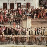 Die Unzugängliche. Durga- Prozession in Agra. Fotocollage, Triptichon, C-Print, kaschiert mit Acryl