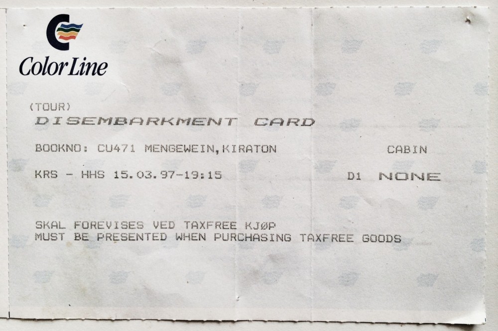 KIRATON. Fährticket Norwegen.